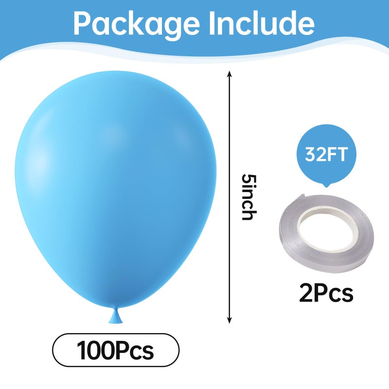 KALOR Light Blue Balloons 100 Pcs 5 Inch Mini Matte Latex Balloons for Balloon Garland Arch  Birthday Decoration  Wedding Party  Baby Shower Decorations - Image 2